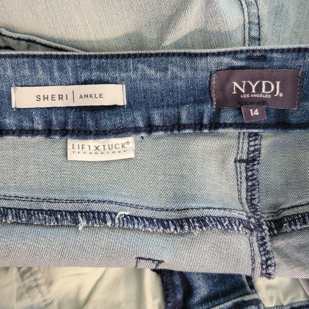 Not Your Daughters Jeans NYDJ Sheri Slim Ankle Embroidered Crop Light Wash 14 - Picture 12 of 12